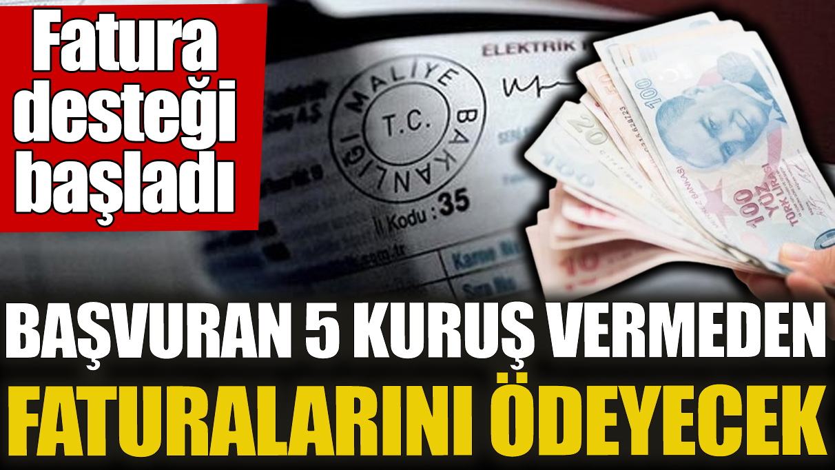 Fatura desteği başladı! Başvuran 5 kuruş vermeden faturalarını ödeyecek