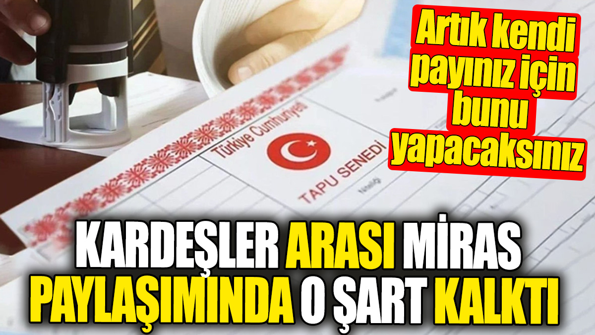 Kardeşler arası miras paylaşımında o şart kalktı: Artık kendi payınız için bunu yapacaksınız