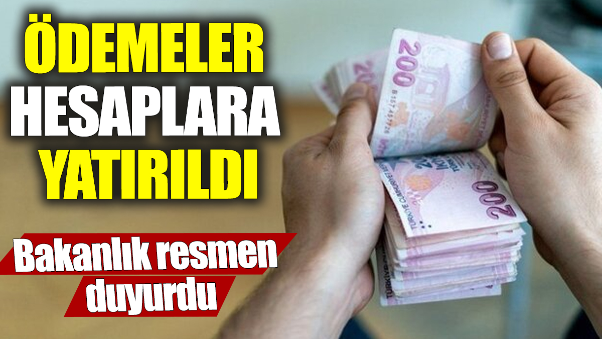 Ödemeler hesaplara yatırıldı! Bakanlık resmen duyurdu