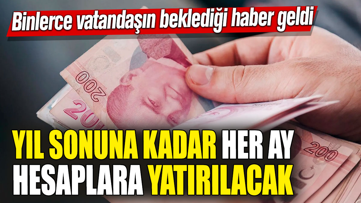 Yıl sonuna kadar her ay hesaplara yatırılacak! Binlerce vatandaşın beklediği haber geldi