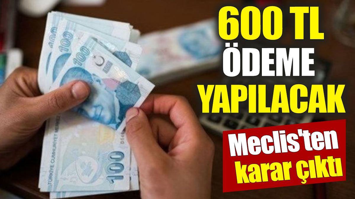 Meclis'ten karar çıktı! 600 TL ödeme yapılacak