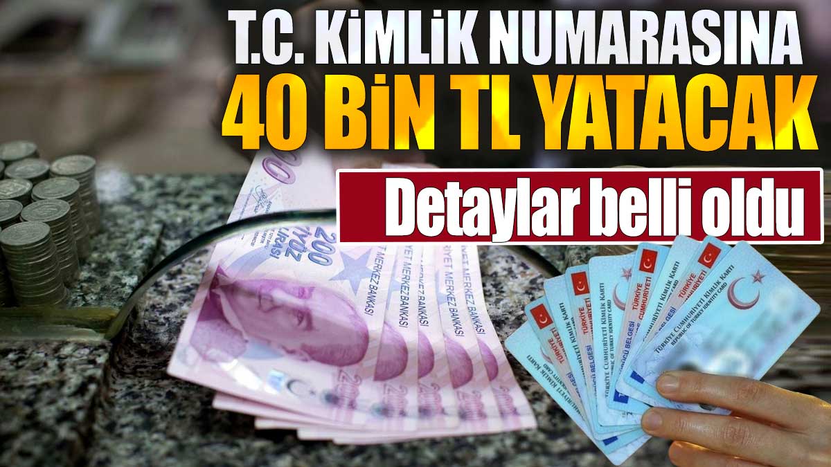 T.C. kimlik numarasına 40 bin TL yatacak. Detaylar belli oldu