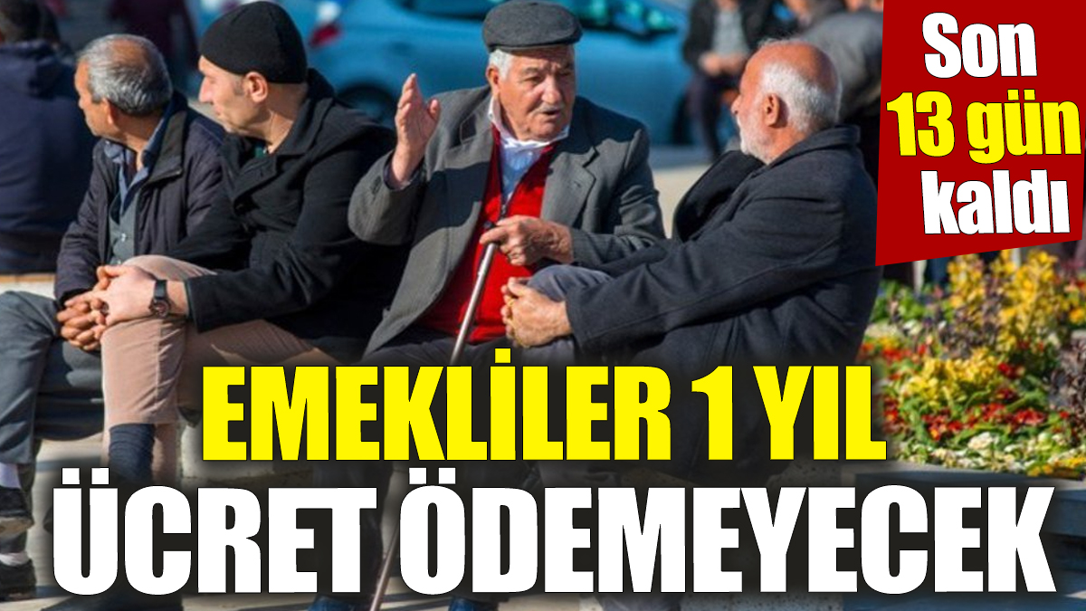 Emekliler 1 yıl ücret ödemeyecek! Son 13 gün kaldı