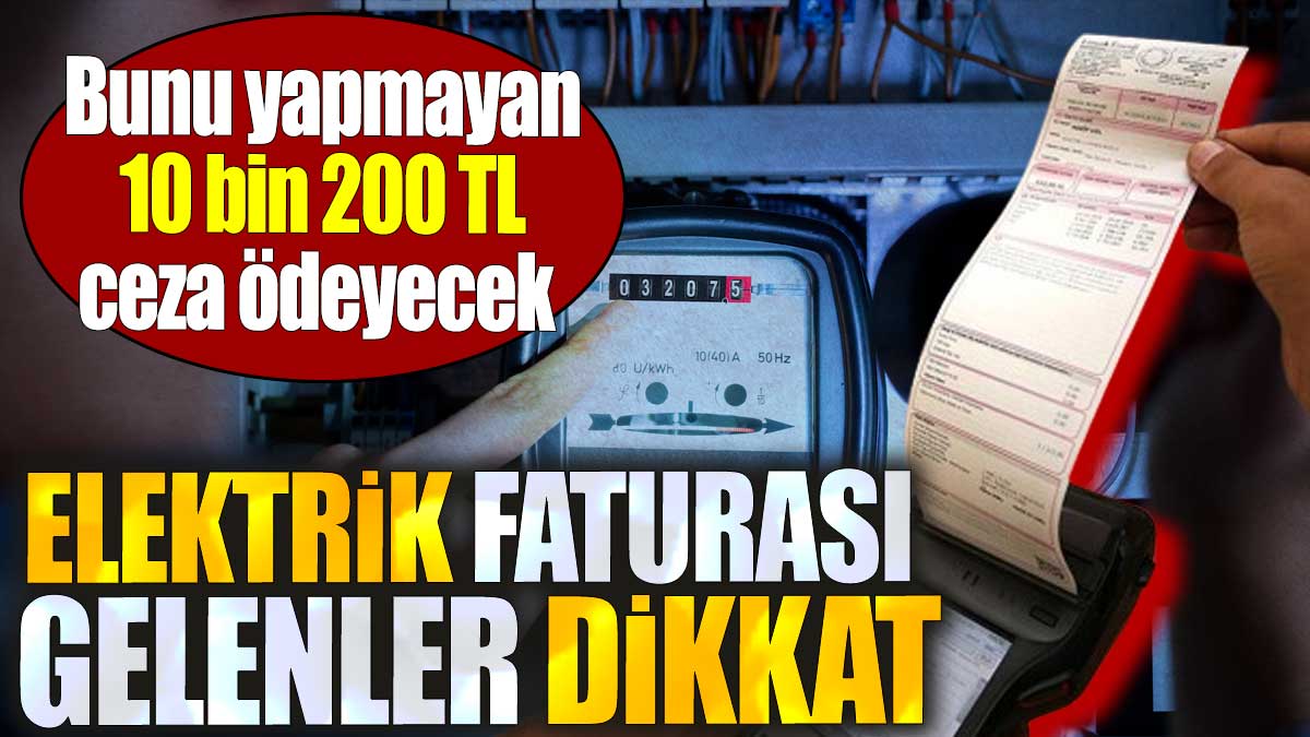 Elektrik faturası gelenler dikkat. Bunu yapmayan 10 bin 200 TL ceza ödeyecek