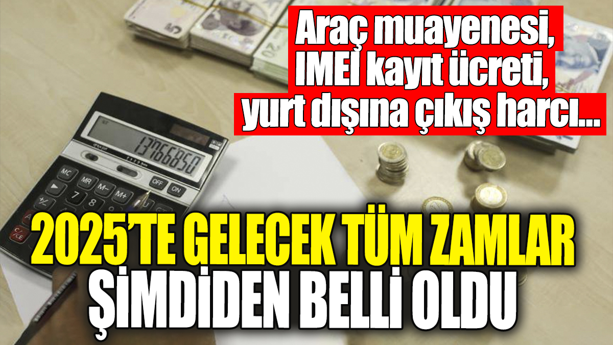 2025'te gelecek tüm zamlar şimdiden belli oldu: Araç muayenesi, IMEI kayıt ücreti, yurt dışına çıkış harcı…