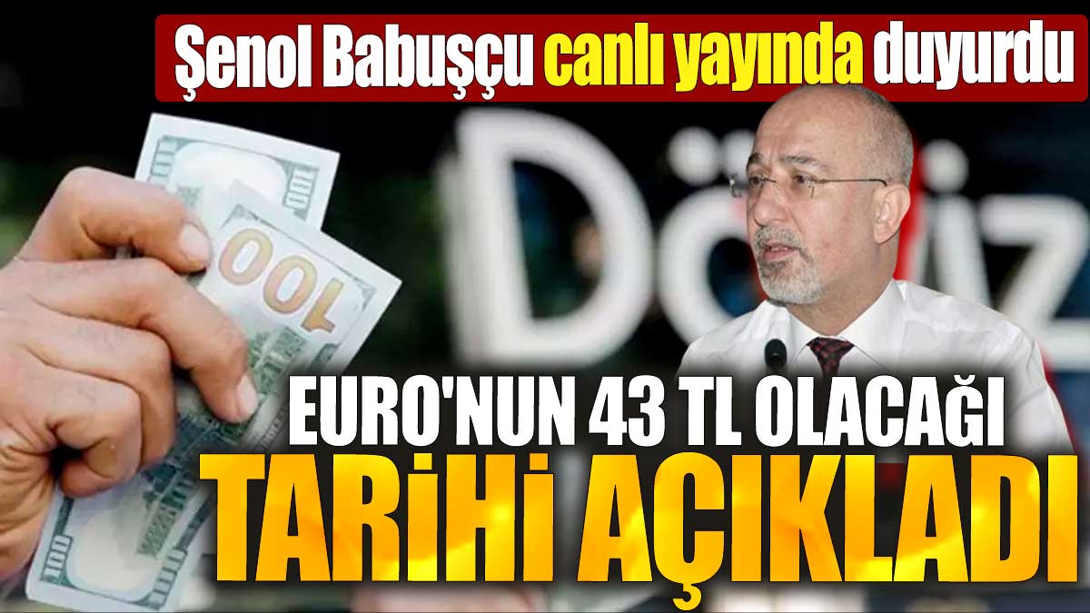 Şenol Babuşçu canlı yayında duyurdu. Euro'nun 43 TL olacağı tarihi açıkladı