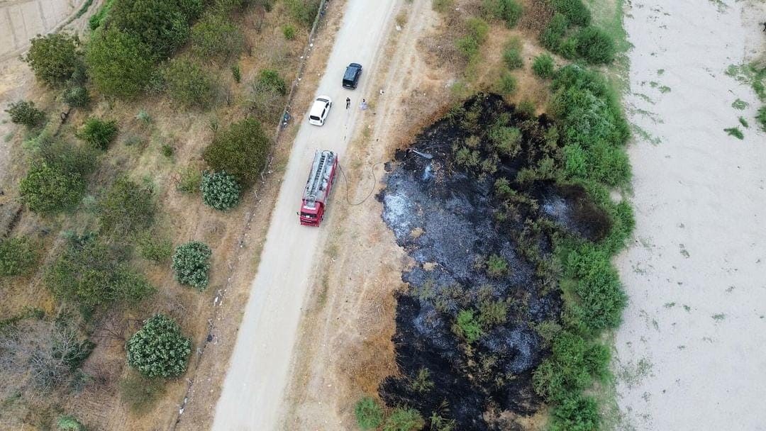 Aydın'da yıldırım düşmesi sonucu yangın çıktı