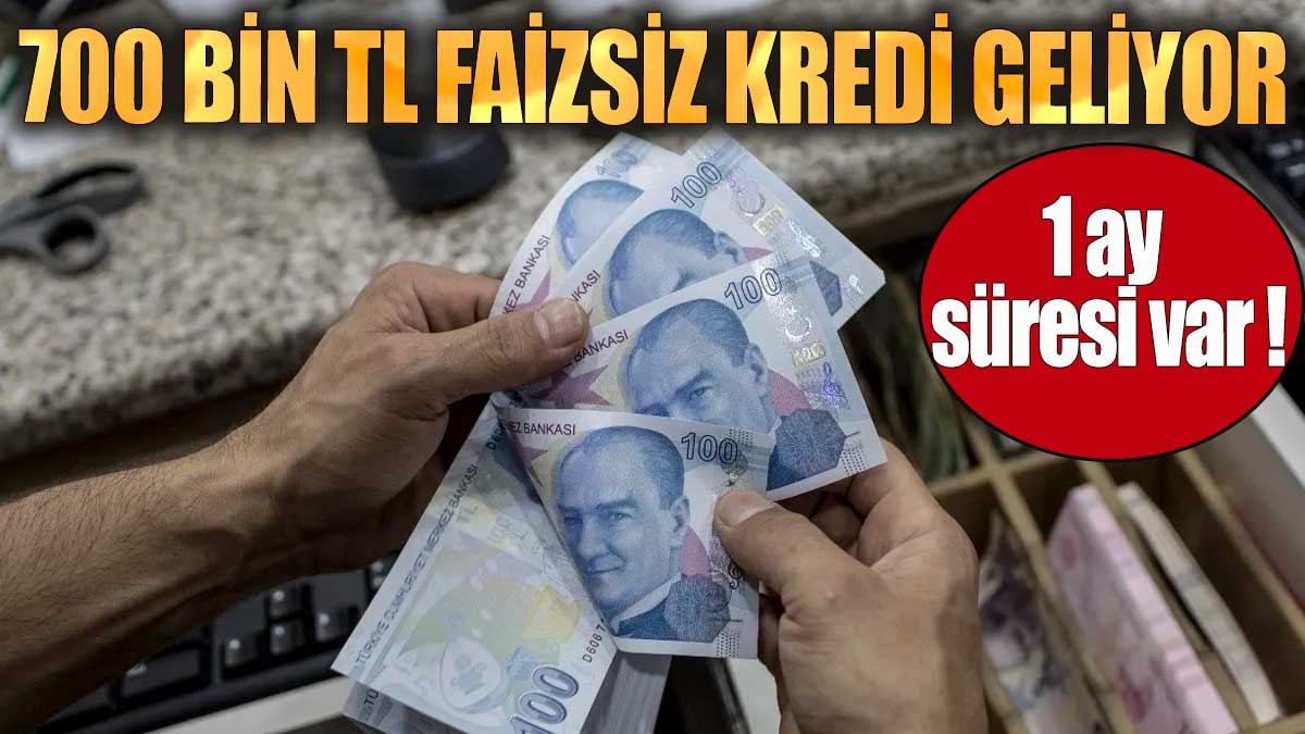 700 bin TL faizsiz kredi geliyor. 1 ay süresi var