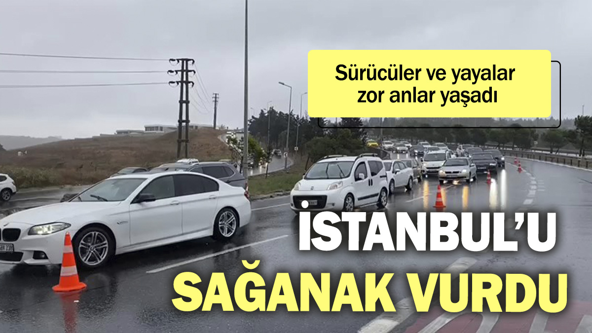 İstanbul’da sağanak vurdu. TIR dorsesi ters döndü