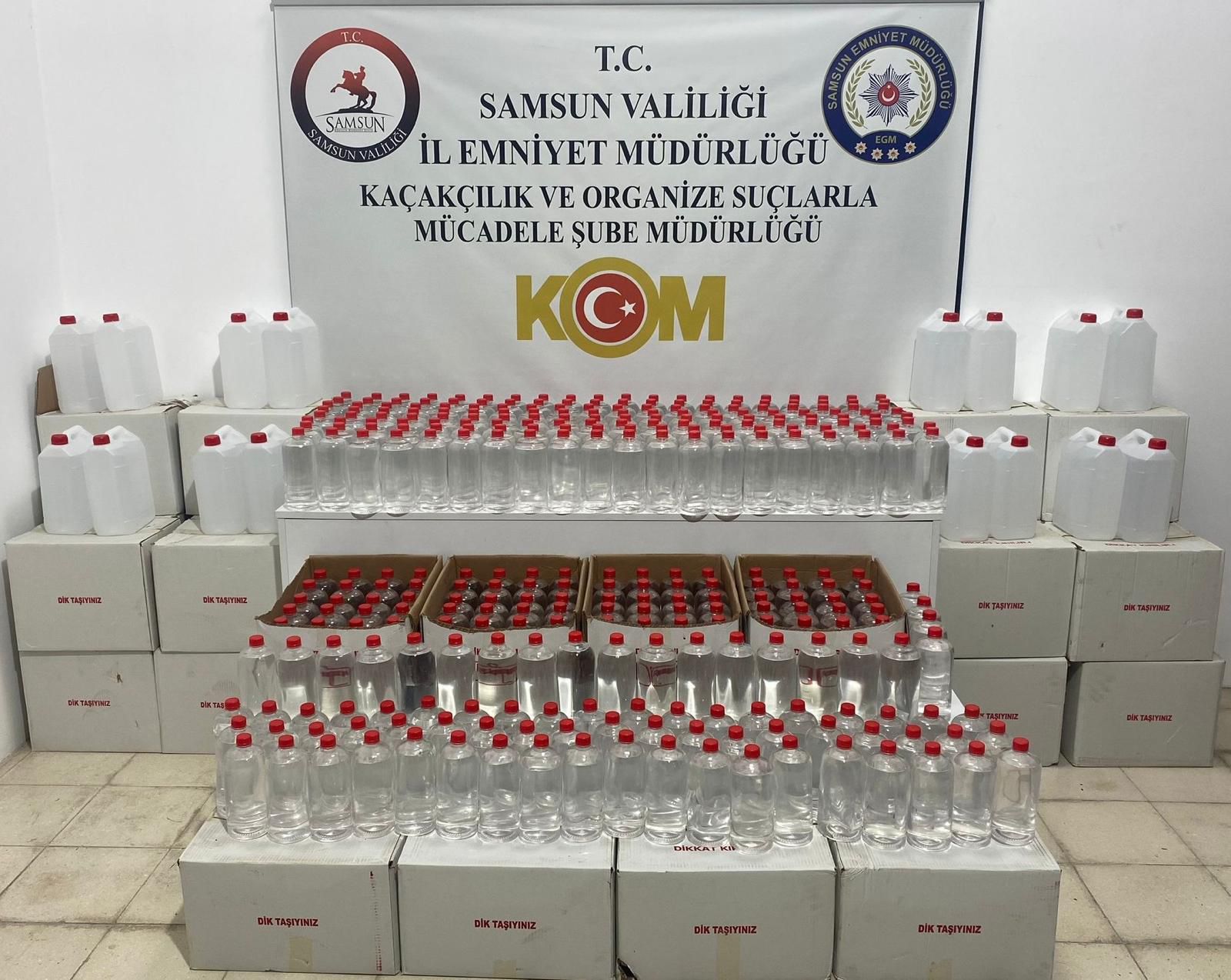 Samsun'da  bin litre etil alkol ele geçirildi