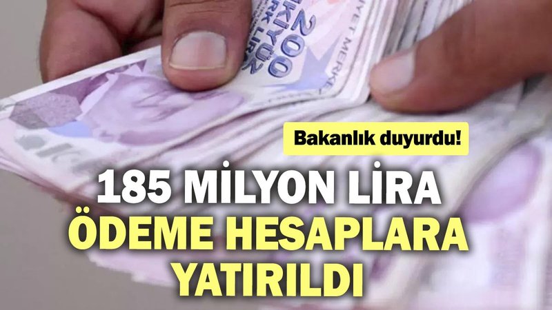 Bakanlık duyurdu: 185 milyon lira ödeme hesaplara yatırıldı!