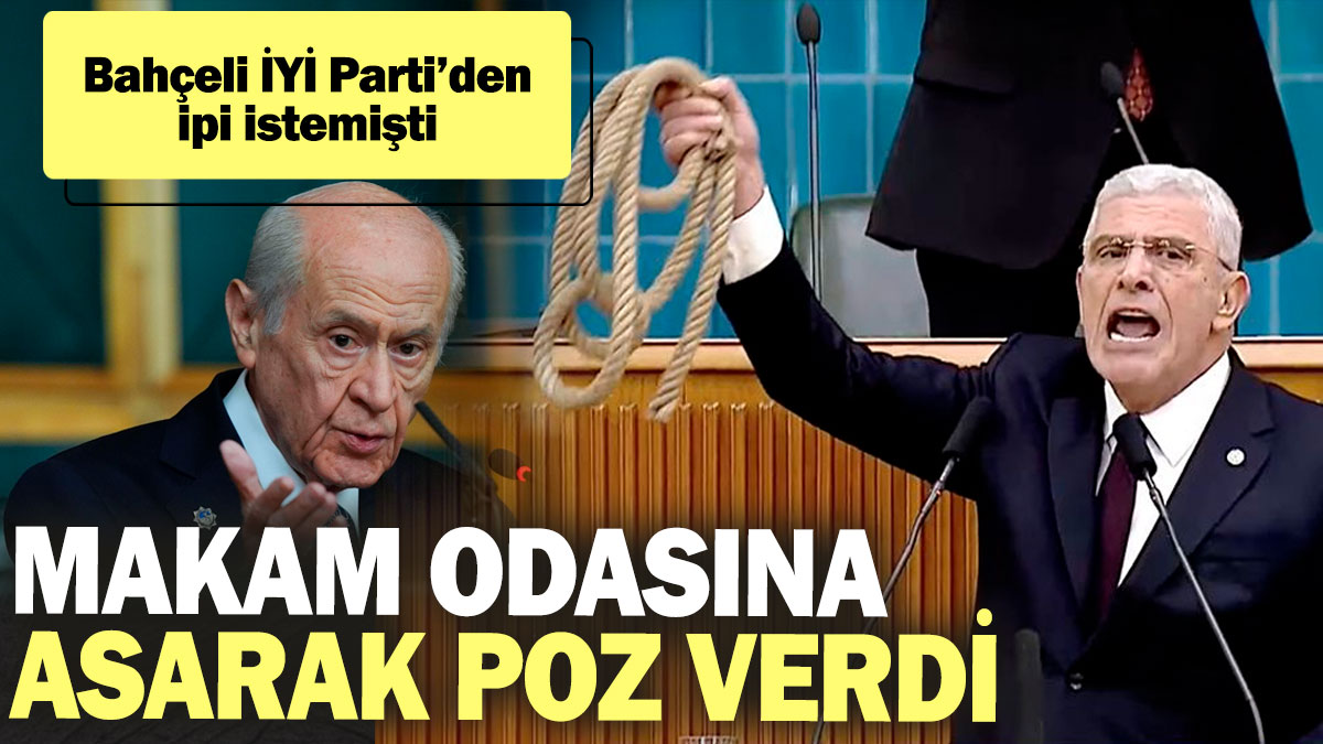 Bahçeli İYİ Parti’den ipi istemişti! Makam odasına asarak poz verdi