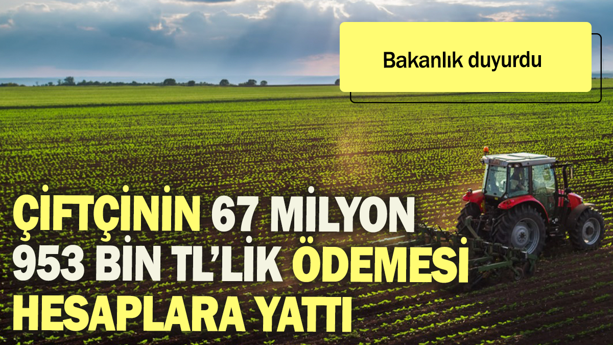 Bakanlık duyurdu: Çiftçinin  67 Milyon 953 Bin TL'lik ödemesi hesaplara yattı