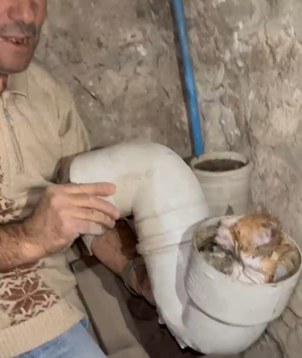 Tuvalet giderine sıkışan yavru titiz çalışma ile  kurtarıldı