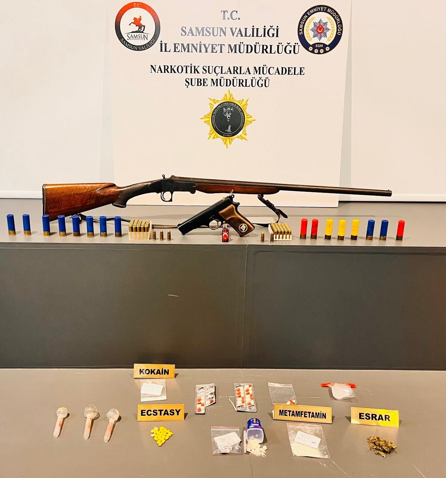 Samsun'da uyuşturucu ve silah operasyonu