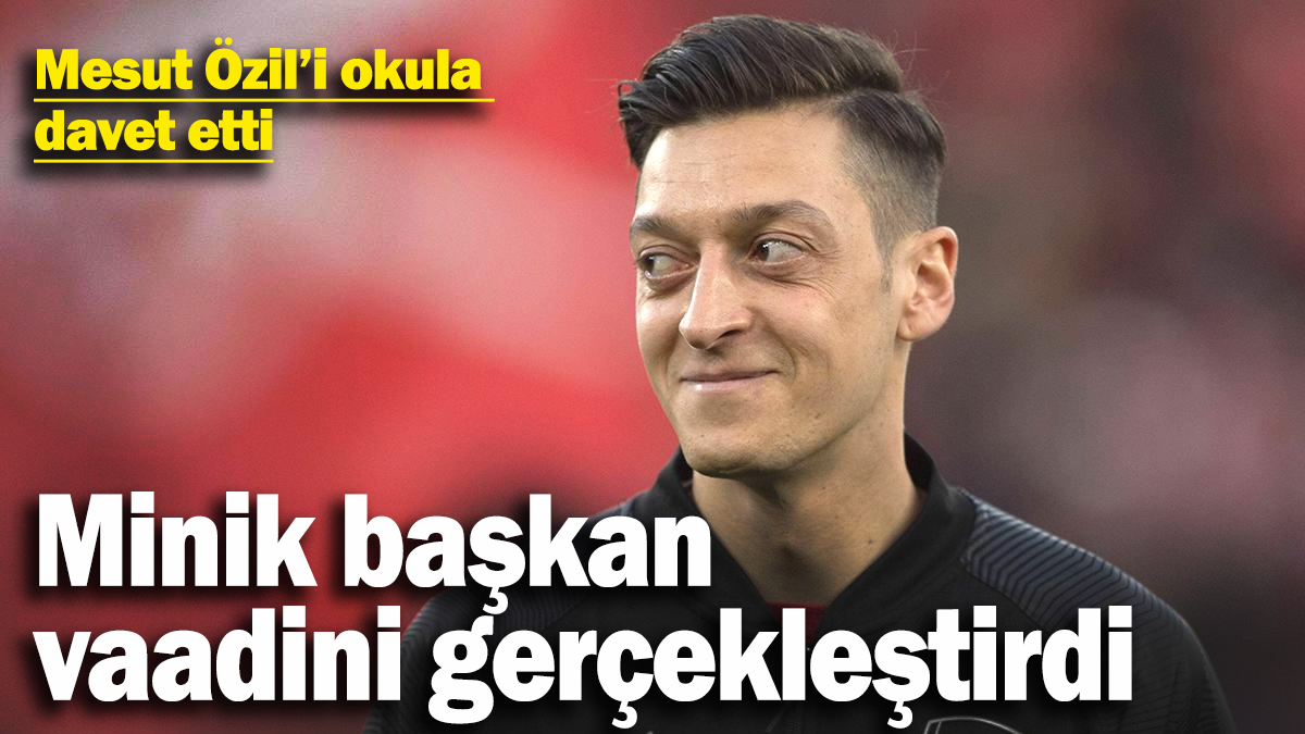 Seçim vaadini yerine getiren minik başkan Mesut Özil’i arkadaşlarıyla buluşturdu