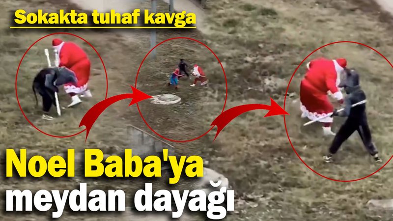 Noel Baba'ya meydan dayağı: Sokakta tuhaf kavga