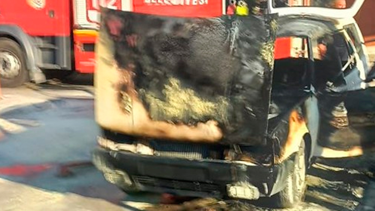 Eskişehir hastane otoparkında yangın! Araç küle döndü