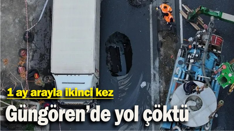 Güngören’de yol çöktü: 1 ay arayla ikinci kez