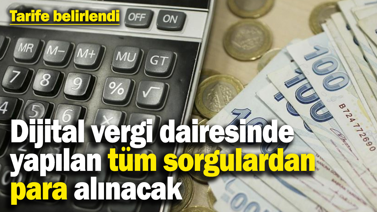 Dijital vergi dairesinde yapılan tüm sorgulardan para alınacak: Tarife belirlendi