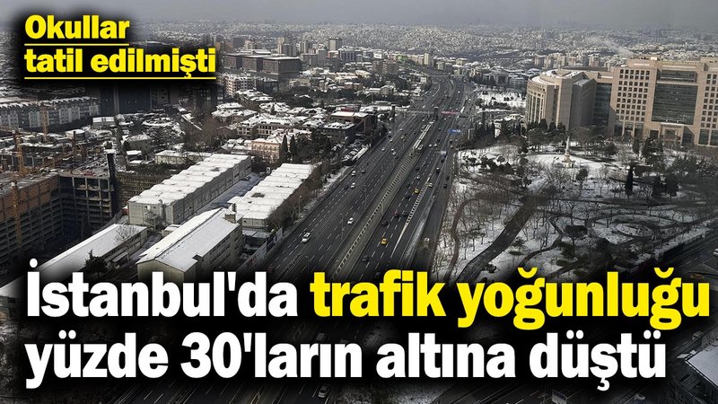 İstanbul'da trafik yoğunluğu yüzde 30'ların altına düştü! Okullar kar nedeniyle tatil edilmişti