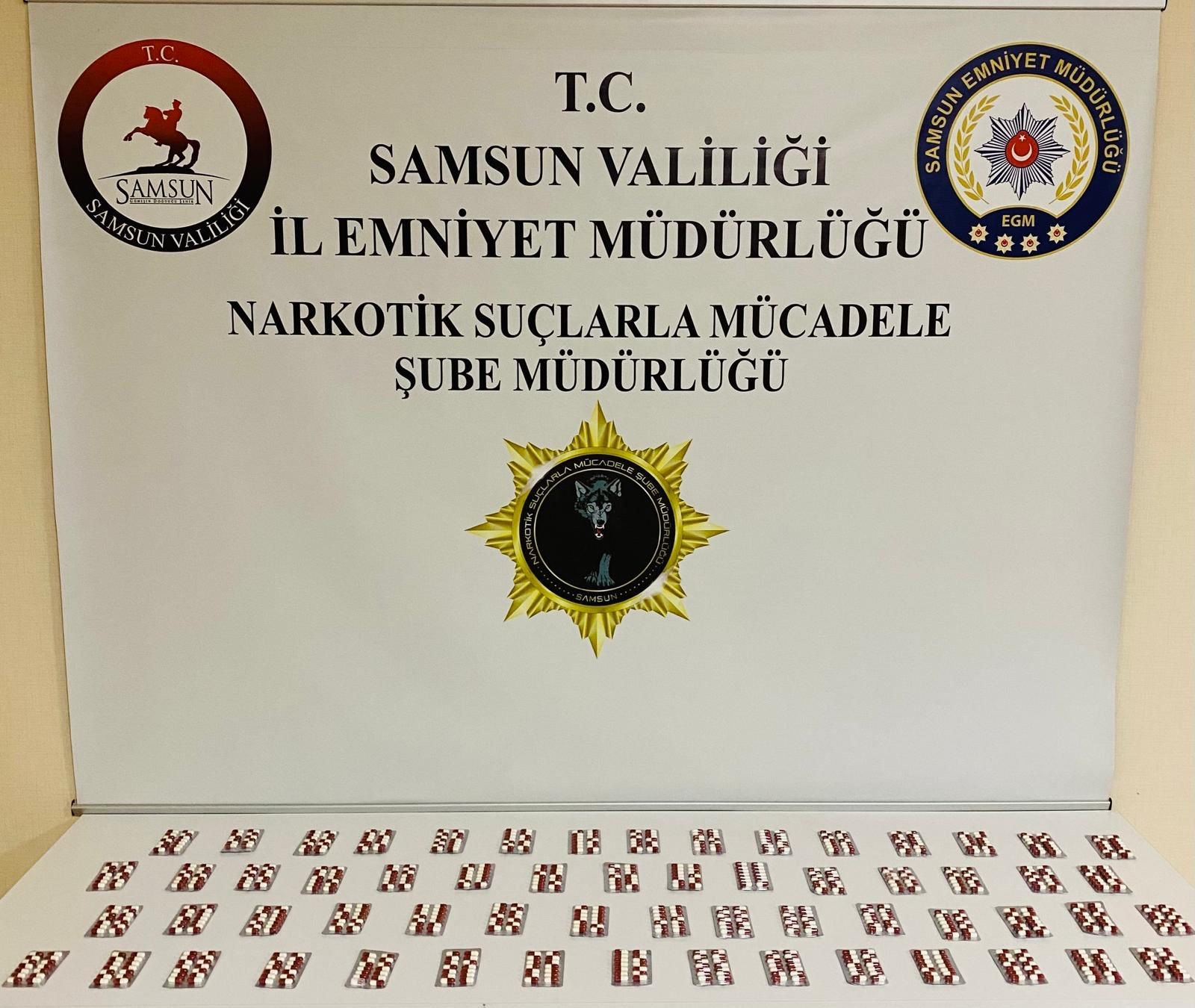 Samsun’da 840 adet sentetik ecza ele geçirildi