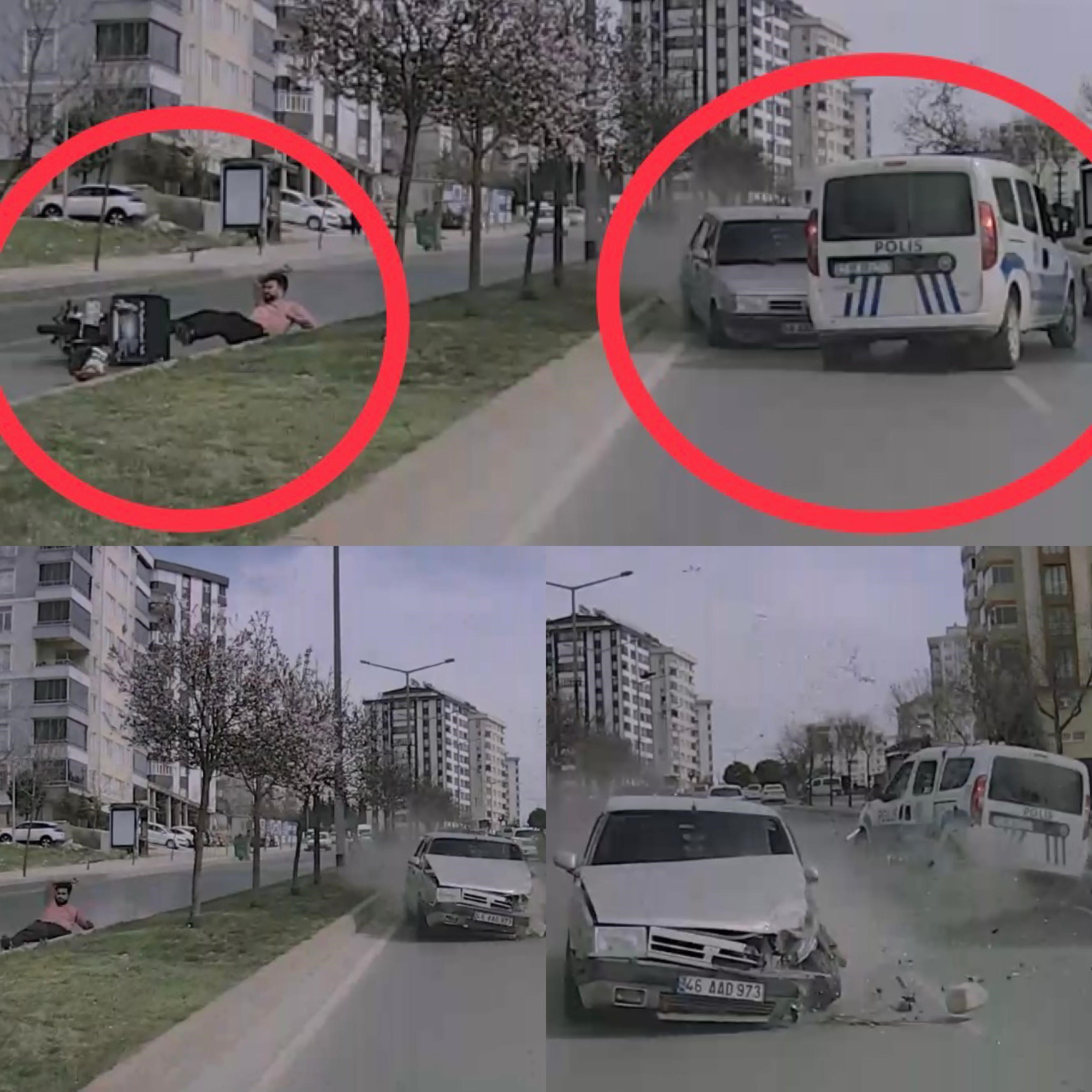 Tofaş önce motosiklete ardından polis aracı ve otomobile çarptı: 4 yaralı