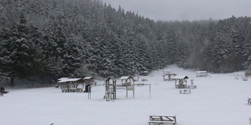 Abant Tabiat Parkı'nda kar güzelliği