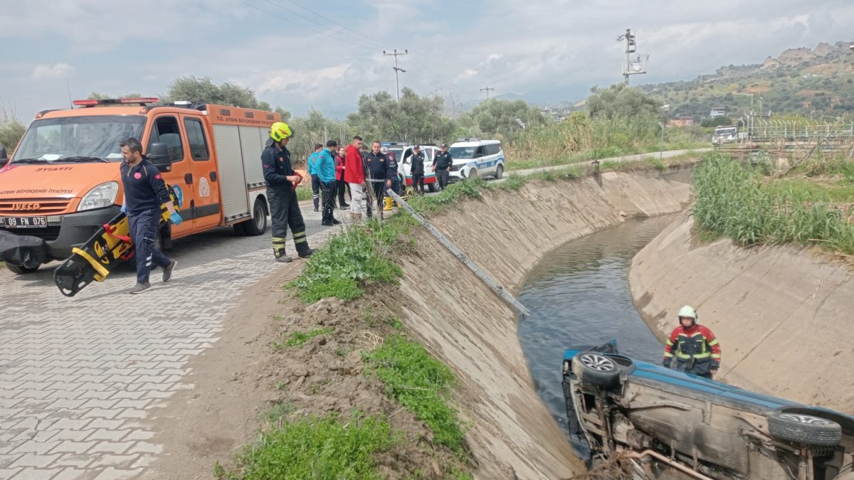 Otomobil sulama kanalına uçtu: 1 yaralı