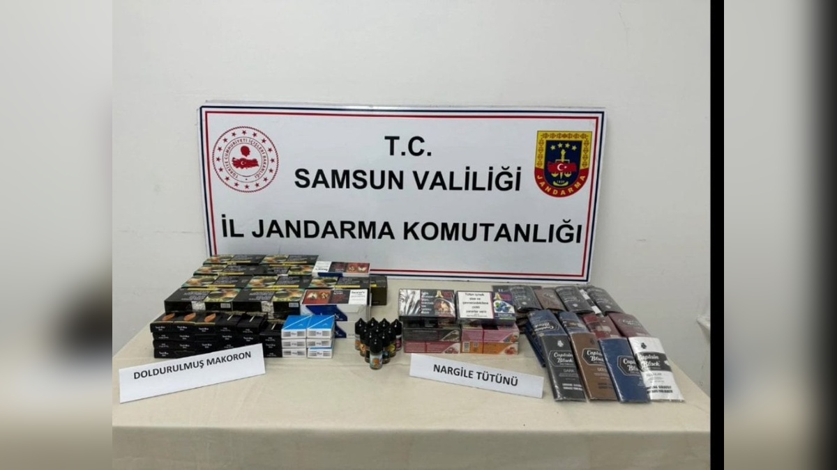 Samsun'da iş yerinde gizlenmiş kaçak tütün ürünleri ele geçirildi