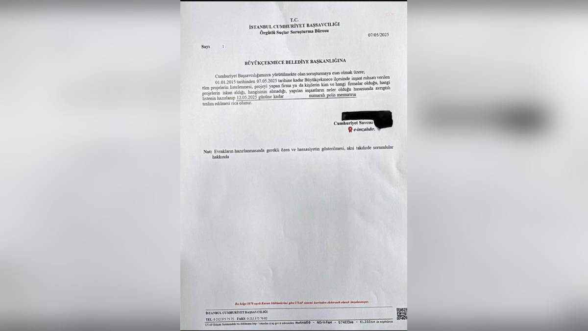 Günaydın: Büyükçekmece Belediyesi'nden 10 Yıllık İnşaat Ruhsatı Listesi İstenmesi Soruları Doğurdu