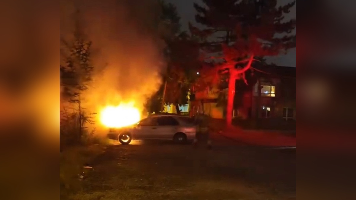 Düzce'de park halindeki otomobil alev aldı