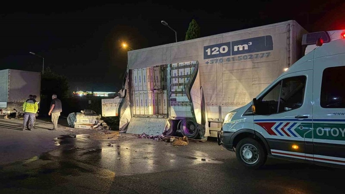 Sakarya'da kamyon yangını: Duvar kağıtları zarar gördü