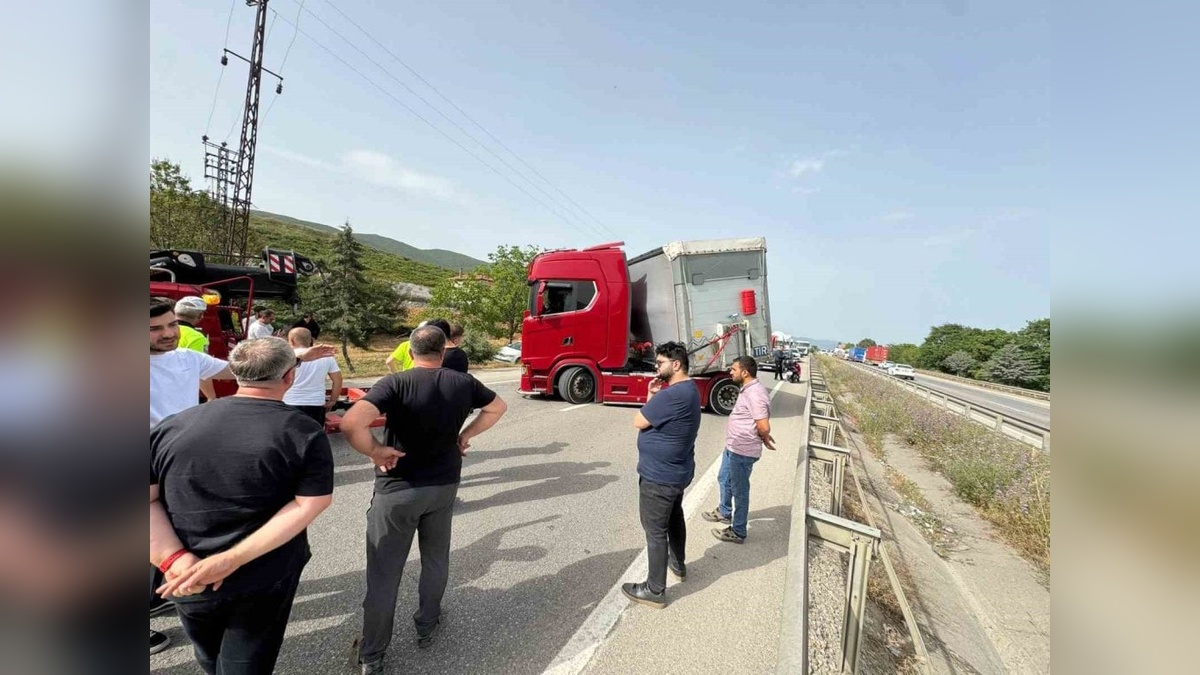 Bursa'da arı sokması kazaya neden oldu: Tır makas atıp yolu kapattı