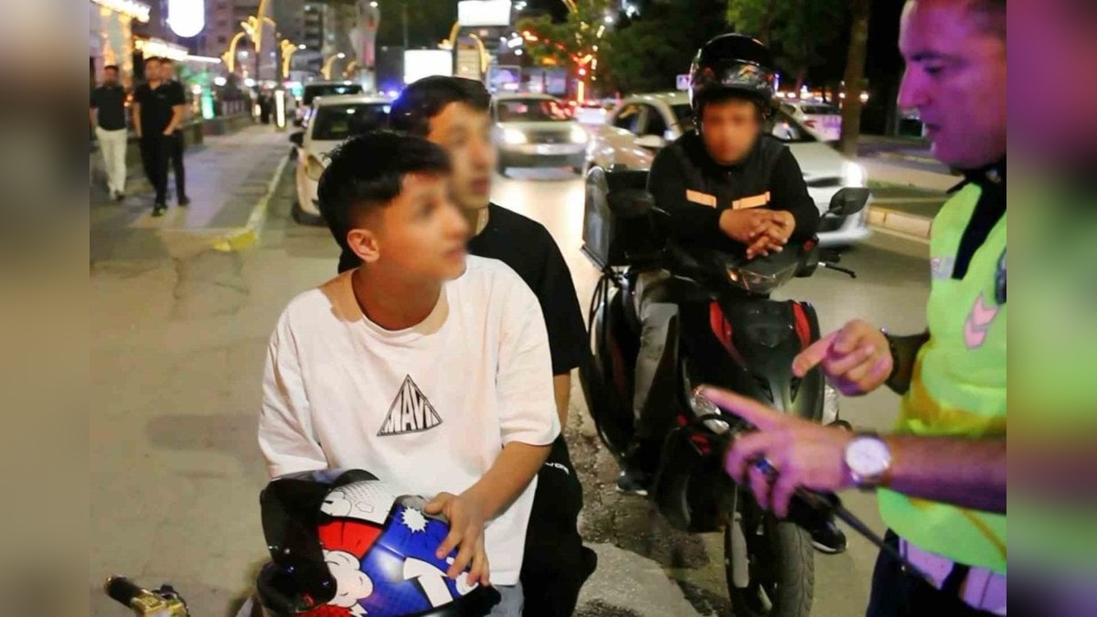 Aksaray'da motosiklet sürücüsü far cezasından kurtulamadı