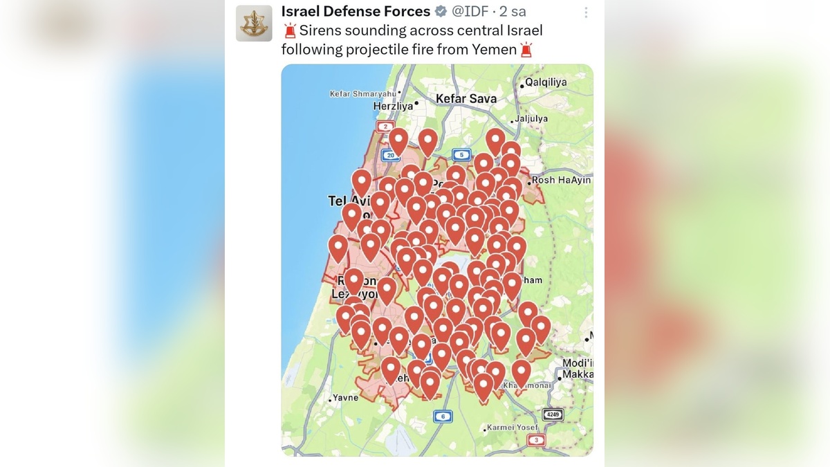 Yemen'den İsrail'e füze saldırısı: Hava savunma sistemi devreye girdi