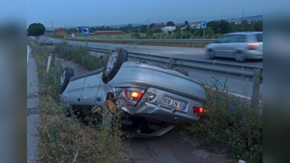 Samsun'da otomobil takla attı: Sürücü yaralandı