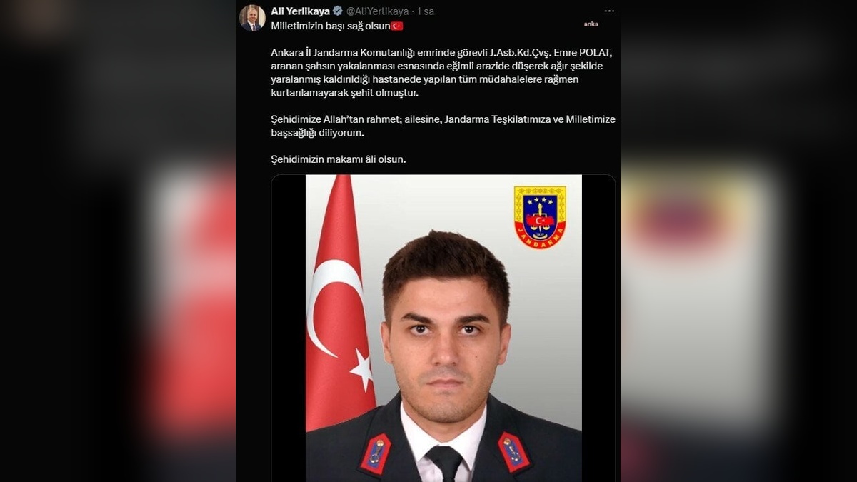 Ankara'da jandarma astsubay kıdemli çavuş Emre Polat şehit oldu
