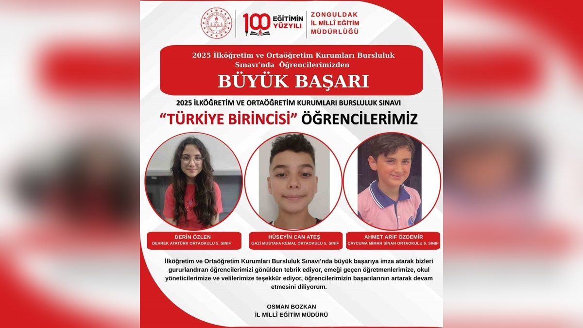 Zonguldak'ta üç öğrenci bursluluk sınavında 500 tam puan aldı