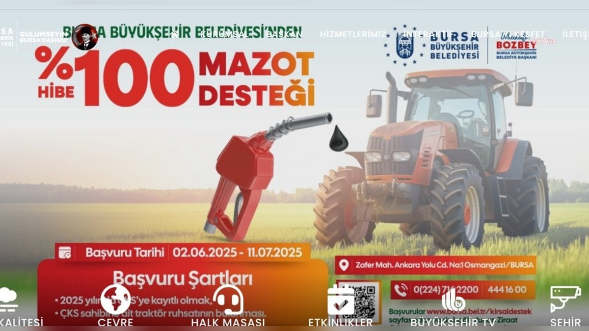 Bursa Büyükşehir Belediyesi'nden çiftçilere mazot desteği