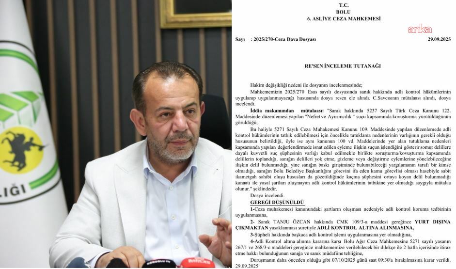 Bolu Belediye Başkanı Özcan'a yurt dışı yasağı!