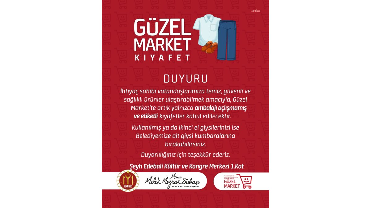 Bilecik'te ihtiyaç sahipleri için yeni bağış imkanı!