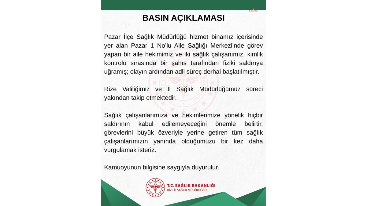 Rize'de sağlık çalışanlarına saldıran hakkında yasal süreç başlatıldı