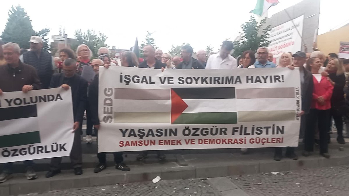 Samsun'da protesto: Sumud Filosu'na saldırı insanlığın vicdanına darbe