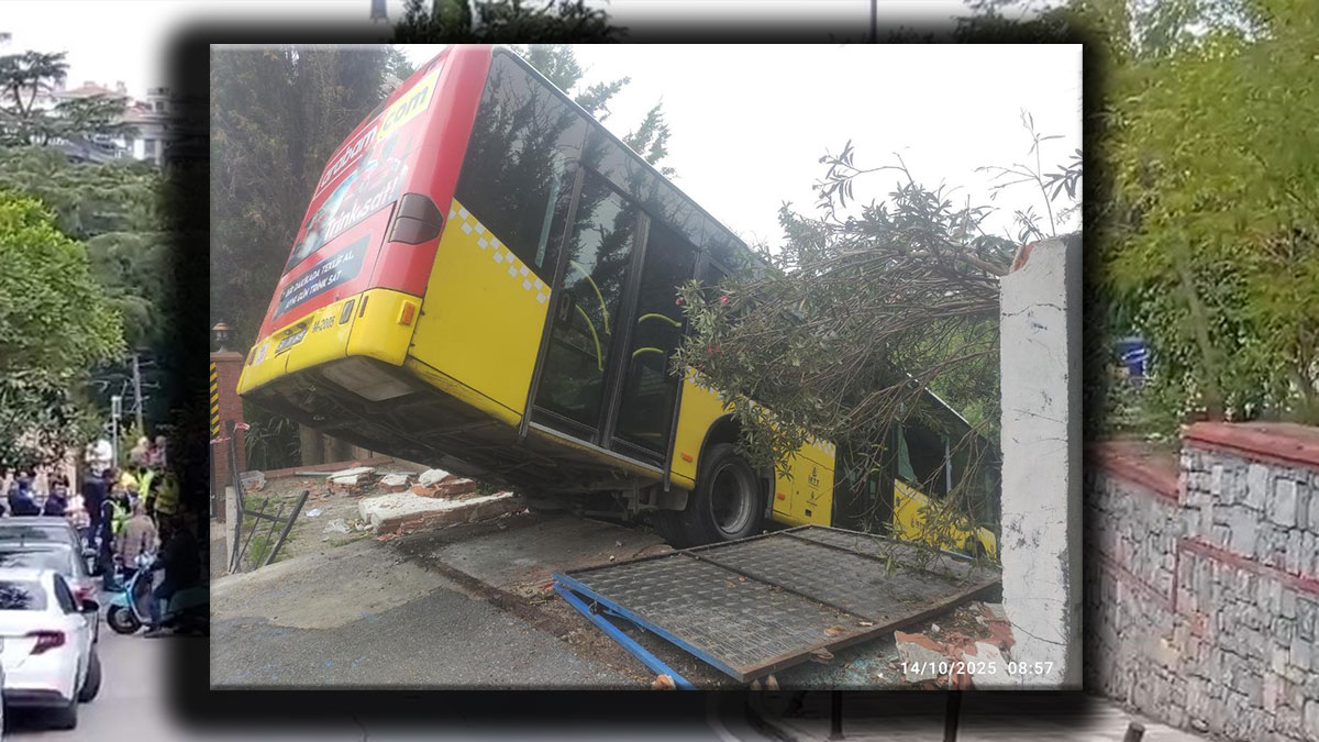 El freni çekilmeyen otobüs havada asılı kaldı!