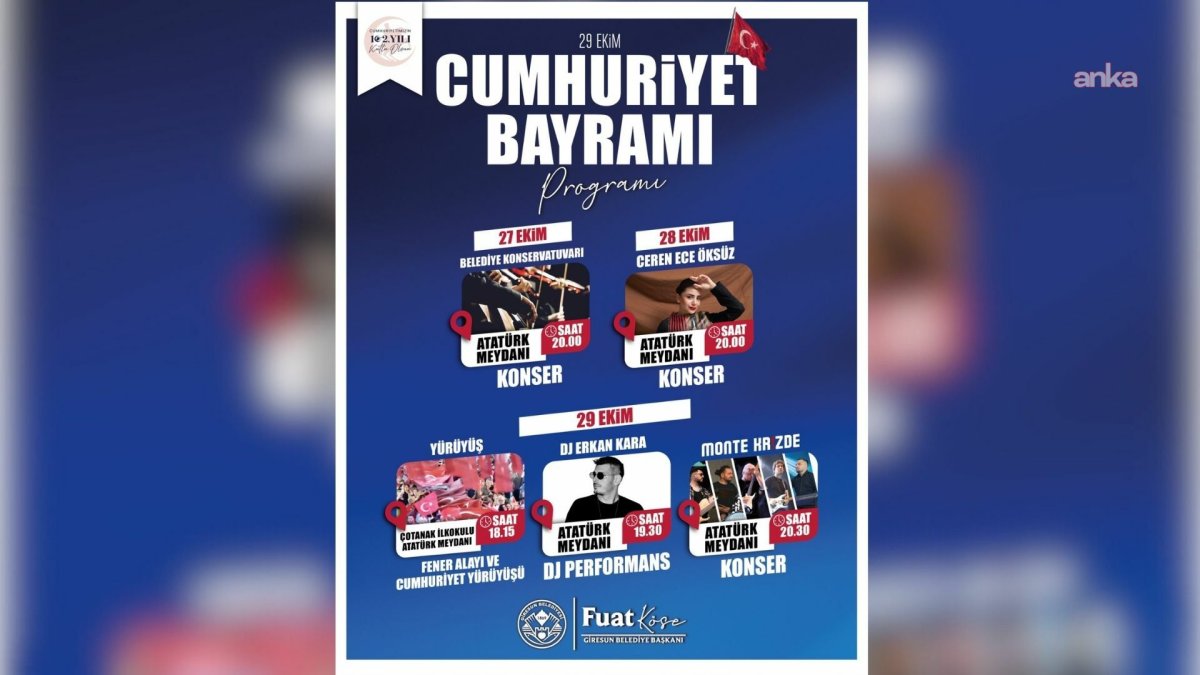 Giresun'da Cumhuriyet Bayramı coşkusu etkinliklerle taçlanıyor