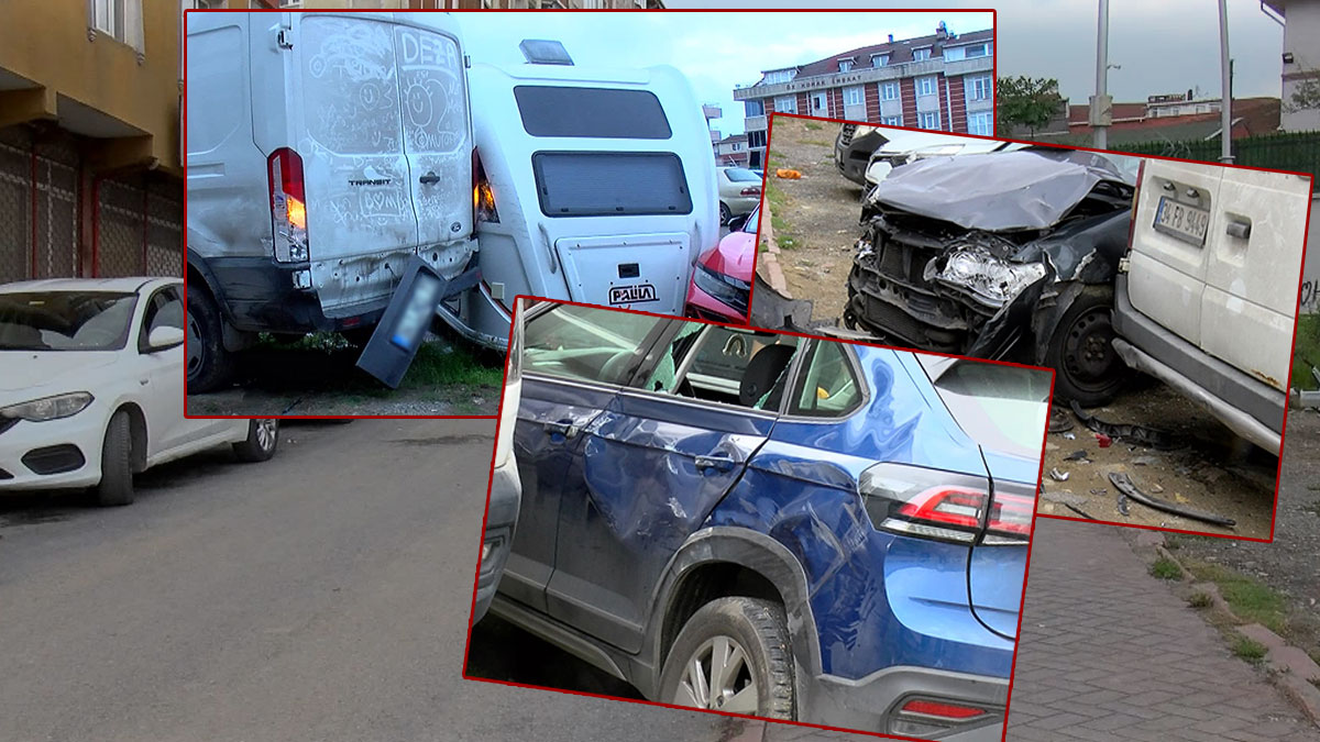 El frenini çekmeyi unuttu! Altı araç birbirine girdi