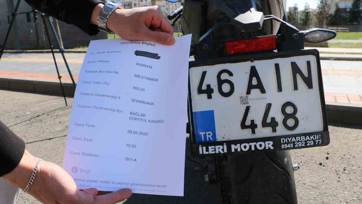 Diyarbakır'da Motosiklet Sürücüsüne Emniyet Kemeri Cezası