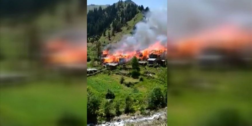 Artvin'de bir köyde yangın çıktı