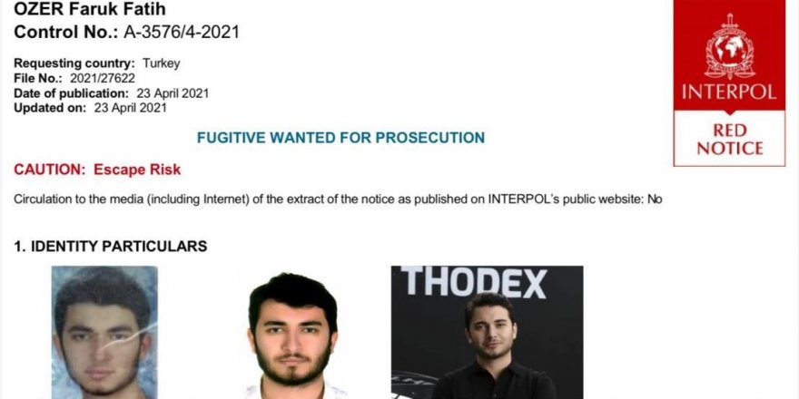 Thodex'in sahibi için kırmızı bülten